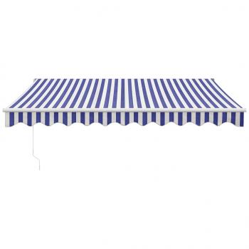 Markise Einziehbar Blau und Weiß 3,5x2,5 m Stoff und Aluminium