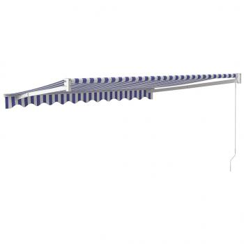 Markise Einziehbar Blau und Weiß 3,5x2,5 m Stoff und Aluminium