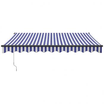 Markise Einziehbar Blau und Weiß 3,5x2,5 m Stoff und Aluminium