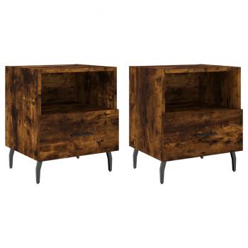 Nachttische 2 Stk. Räuchereiche 40x35x47,5 cm Holzwerkstoff