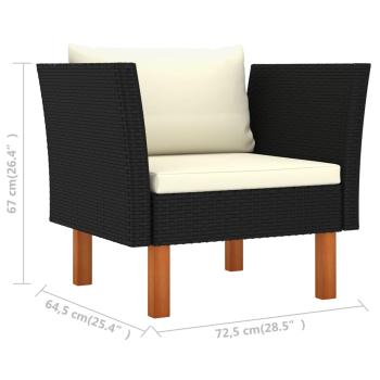 8-tlg. Garten-Lounge-Set Poly Rattan Eukalyptusholz Schwarz