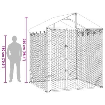 Outdoor-Hundezwinger mit Dach Silber 2x2x2,5 m Verzinkter Stahl