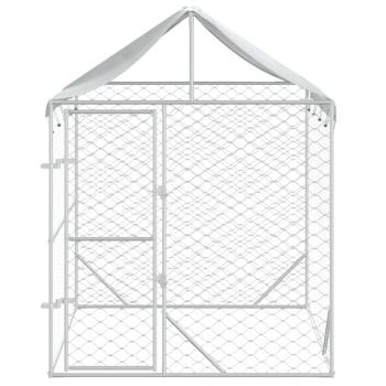 Outdoor-Hundezwinger mit Dach Silber 2x2x2,5 m Verzinkter Stahl