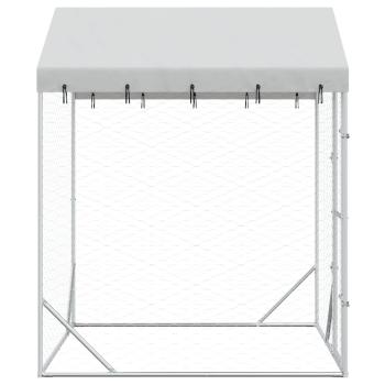 Outdoor-Hundezwinger mit Dach Silber 2x2x2,5 m Verzinkter Stahl