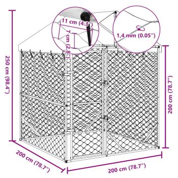 Outdoor-Hundezwinger mit Dach Silber 2x2x2,5 m Verzinkter Stahl