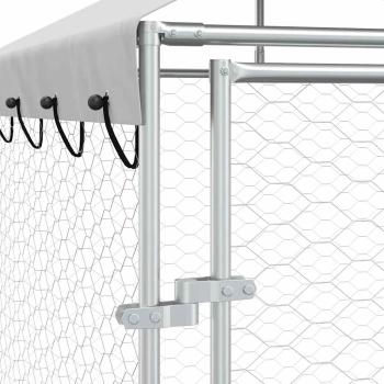 Outdoor-Hundezwinger mit Dach Silber 2x2x2,5 m Verzinkter Stahl