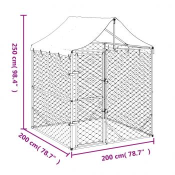 Outdoor-Hundezwinger mit Dach Silber 2x2x2,5 m Verzinkter Stahl