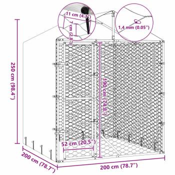 Outdoor-Hundezwinger mit Dach Silber 2x2x2,5 m Verzinkter Stahl
