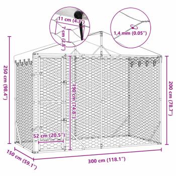 Outdoor-Hundezwinger mit Dach Silber 3x1,5x2,5m Stahl Verzinkt