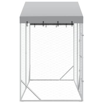 Outdoor-Hundezwinger mit Dach Silber 3x1,5x2,5m Stahl Verzinkt
