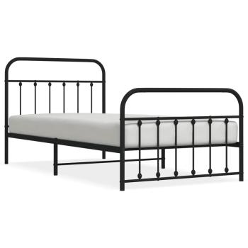 ARDEBO.de - Bettgestell mit Kopf- und Fußteil Metall Schwarz 107x203 cm