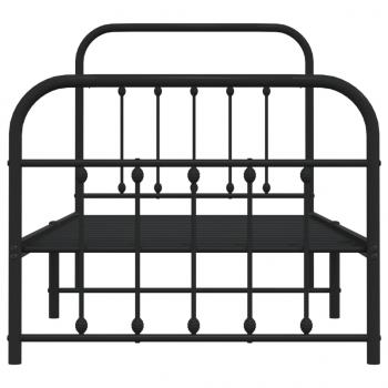 Bettgestell mit Kopf- und Fußteil Metall Schwarz 90x190 cm