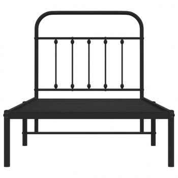 Bettgestell mit Kopfteil Metall Schwarz 90x200 cm