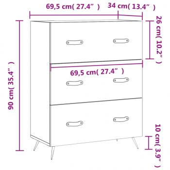 Kommode Weiß 69,5x34x90 cm Holzwerkstoff
