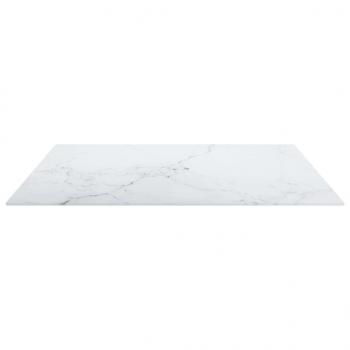 Tischplatte Weiß 70x70 cm 6 mm Hartglas in Marmoroptik
