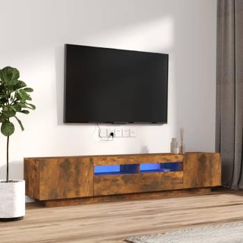 ARDEBO.de - 2-tlg. TV-Schrank-Set LED-Leuchten Räuchereiche Holzwerkstoff
