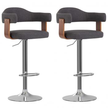 ARDEBO.de - 2 Stk. Barhocker Bugholz und Stoff Dunkelgrau