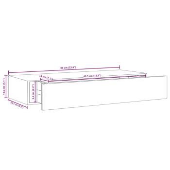 Wandregal mit Schublade Weiß 60x23,5x10 cm MDF