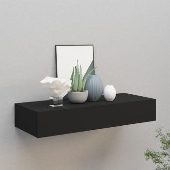 ARDEBO.de - Wandregal mit Schublade Schwarz 60x23,5x10 cm MDF