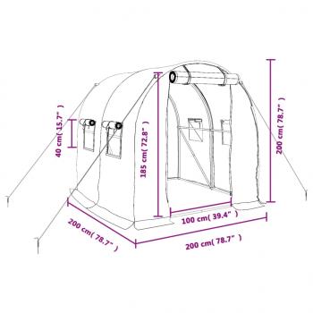Gewächshaus mit Stahlrahmen Weiß 4 m² 2x2x2 m