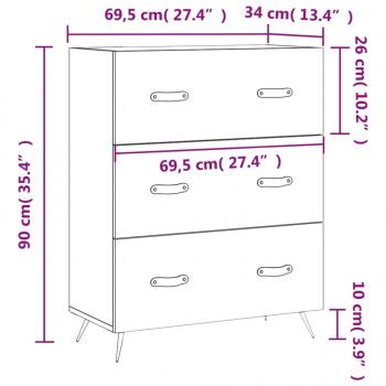 Kommode Grau Sonoma 69,5x34x90 cm Holzwerkstoff