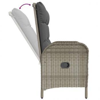 4-tlg. Garten-Essgruppe mit Kissen Grau Poly Rattan