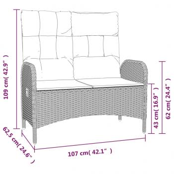 4-tlg. Garten-Essgruppe mit Kissen Grau Poly Rattan