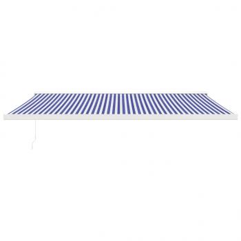 Markise Einziehbar Blau und Weiß 5x3 m Stoff und Aluminium