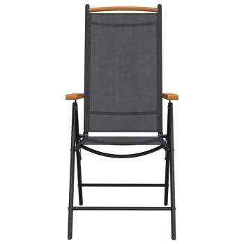 7-tlg. Garten-Essgruppe Schwarz Aluminium 