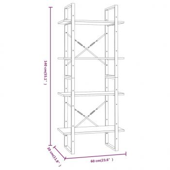Bücherregal 4 Fächer Grau Sonoma 60x30x140 cm Holzwerkstoff