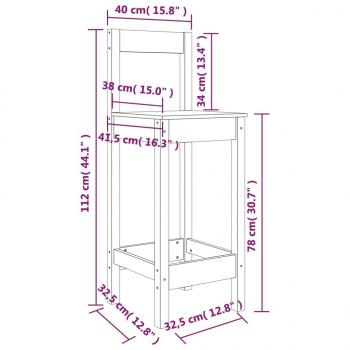 Barstühle 2 Stk. Schwarz 40x41,5x112 cm Massivholz Kiefer