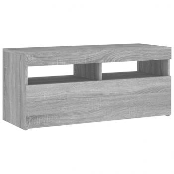 TV-Schrank mit LED-Leuchten Grau Sonoma 90x35x40 cm