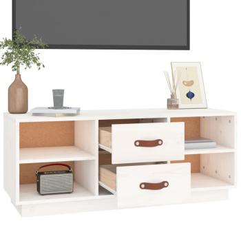 TV-Schrank Weiß 100x34x40 cm Massivholz Kiefer