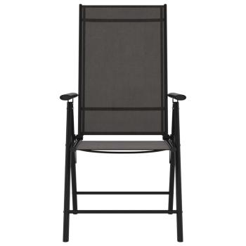 7-tlg. Garten-Essgruppe Schwarz Aluminium 