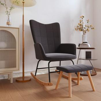 ARDEBO.de - Schaukelsessel mit Hocker Schwarz Stoff