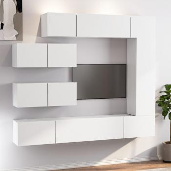 ARDEBO.de - 7-tlg. TV-Schrank-Set Weiß Holzwerkstoff