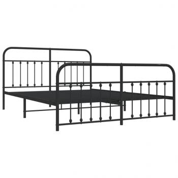 Bettgestell mit Kopf- und Fußteil Metall Schwarz 180x200 cm
