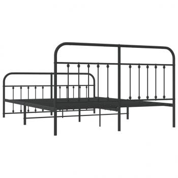 Bettgestell mit Kopf- und Fußteil Metall Schwarz 180x200 cm