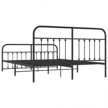 Bettgestell mit Kopf- und Fußteil Metall Schwarz 183x213 cm