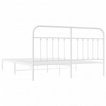 Bettgestell mit Kopfteil Metall Weiß 180x200 cm