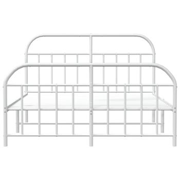 Bettgestell mit Kopf- und Fußteil Metall Weiß 180x200 cm