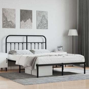 ARDEBO.de - Bettgestell mit Kopfteil Metall Schwarz 140x190 cm