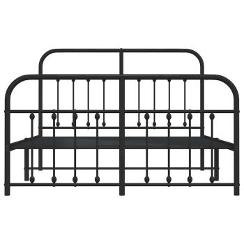 Bettgestell mit Kopf- und Fußteil Metall Schwarz 135x190 cm