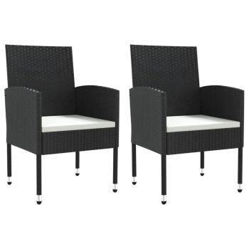 ARDEBO.de - 3-tlg. Garten-Essgruppe Schwarz Poly Rattan und Stahl