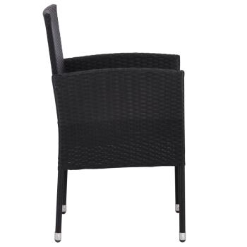 3-tlg. Garten-Essgruppe Schwarz Poly Rattan und Stahl