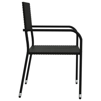 ARDEBO.de - 3-tlg. Garten-Essgruppe Schwarz Poly Rattan und Stahl