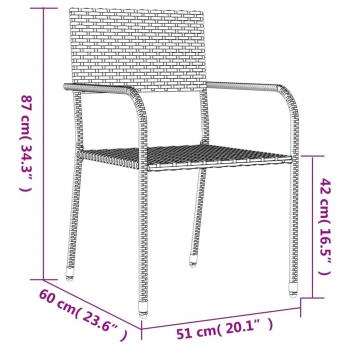 9-tlg. Garten-Essgruppe Grau und Schwarz Poly Rattan und Stahl