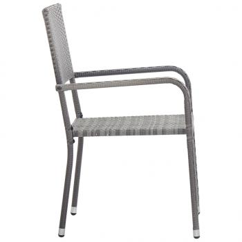 9-tlg. Garten-Essgruppe Grau und Schwarz Poly Rattan und Stahl