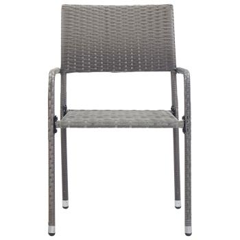 7-tlg. Garten-Essgruppe Grau und Schwarz Poly Rattan und Stahl