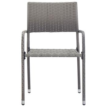 7-tlg. Garten-Essgruppe Grau und Schwarz Poly Rattan und Stahl